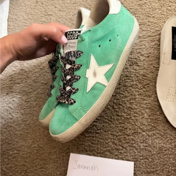 GGDB Green Suede Sneakers with Leopard Laces size 39 - Picture 4 of 6
